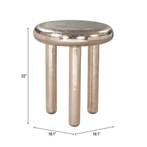 HomeRoots 22" Silver Aluminum Pedestal End Table - Modern Accent for Living Spaces, Lightweight & Versatile Design 622646