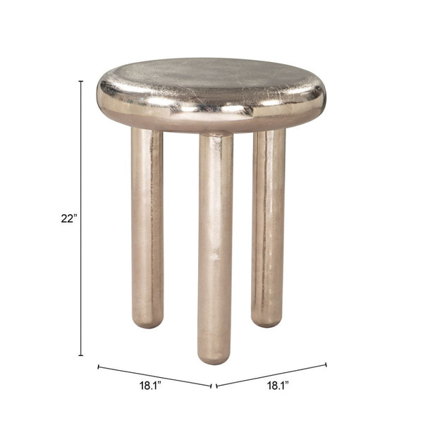 HomeRoots 22" Silver Aluminum Pedestal End Table - Modern Accent for Living Spaces, Lightweight & Versatile Design 622646