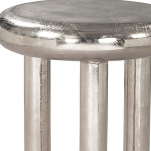 HomeRoots 22" Silver Aluminum Pedestal End Table - Modern Accent for Living Spaces, Lightweight & Versatile Design 622646