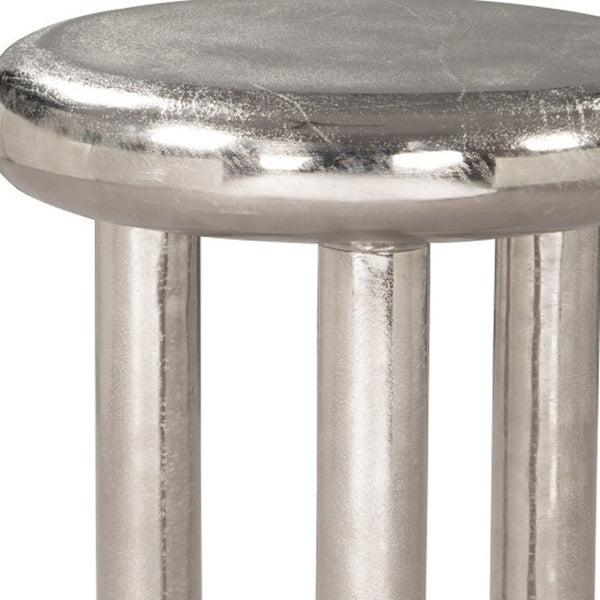 HomeRoots 22" Silver Aluminum Pedestal End Table - Modern Accent for Living Spaces, Lightweight & Versatile Design 622646