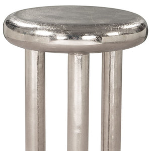 HomeRoots 22" Silver Aluminum Pedestal End Table - Modern Accent for Living Spaces, Lightweight & Versatile Design 622646