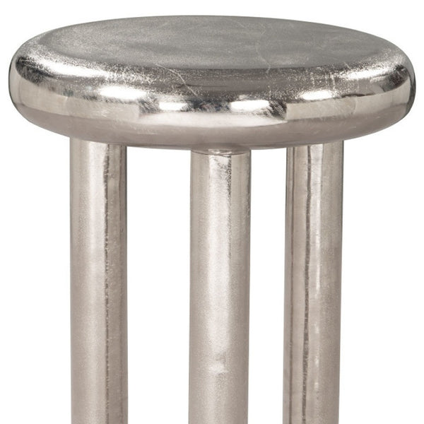 HomeRoots 22" Silver Aluminum Pedestal End Table - Modern Accent for Living Spaces, Lightweight & Versatile Design 622646
