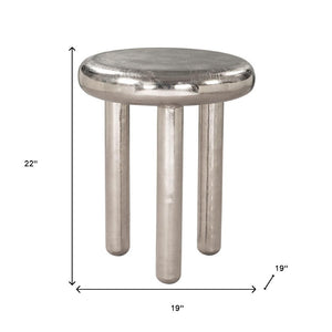HomeRoots 22" Silver Aluminum Pedestal End Table - Modern Accent for Living Spaces, Lightweight & Versatile Design 622646
