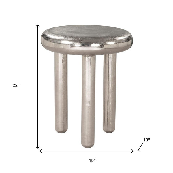 HomeRoots 22" Silver Aluminum Pedestal End Table - Modern Accent for Living Spaces, Lightweight & Versatile Design 622646