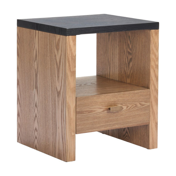 HomeRoots 20" Black Wood Pedestal End Table with Drawer - Modern Design, Stylish Storage for Any Room 622647