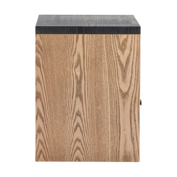 HomeRoots 20" Black Wood Pedestal End Table with Drawer - Modern Design, Stylish Storage for Any Room 622647