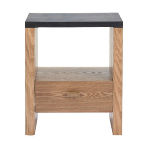 HomeRoots 20" Black Wood Pedestal End Table with Drawer - Modern Design, Stylish Storage for Any Room 622647