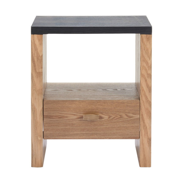 HomeRoots 20" Black Wood Pedestal End Table with Drawer - Modern Design, Stylish Storage for Any Room 622647