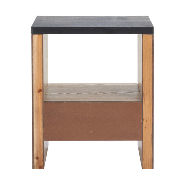HomeRoots 20" Black Wood Pedestal End Table with Drawer - Modern Design, Stylish Storage for Any Room 622647
