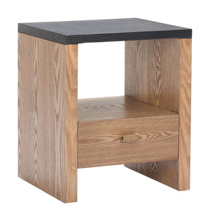 HomeRoots 20" Black Wood Pedestal End Table with Drawer - Modern Design, Stylish Storage for Any Room 622647