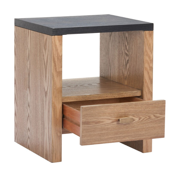 HomeRoots 20" Black Wood Pedestal End Table with Drawer - Modern Design, Stylish Storage for Any Room 622647