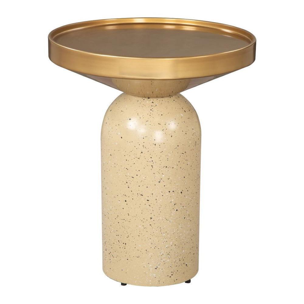 HomeRoots 22" Beige Iron Pedestal End Table - Stylish Modern Design for Versatile Use in Any Room or Space 622648