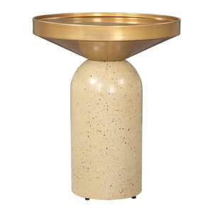 HomeRoots 22" Beige Iron Pedestal End Table - Stylish Modern Design for Versatile Use in Any Room or Space 622648