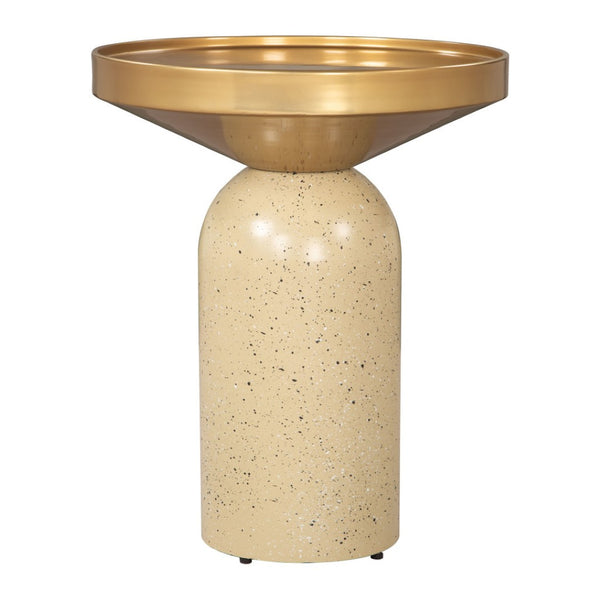 HomeRoots 22" Beige Iron Pedestal End Table - Stylish Modern Design for Versatile Use in Any Room or Space 622648