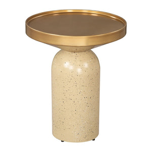 HomeRoots 22" Beige Iron Pedestal End Table - Stylish Modern Design for Versatile Use in Any Room or Space 622648
