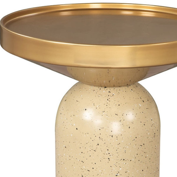 HomeRoots 22" Beige Iron Pedestal End Table - Stylish Modern Design for Versatile Use in Any Room or Space 622648