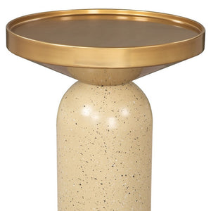 HomeRoots 22" Beige Iron Pedestal End Table - Stylish Modern Design for Versatile Use in Any Room or Space 622648