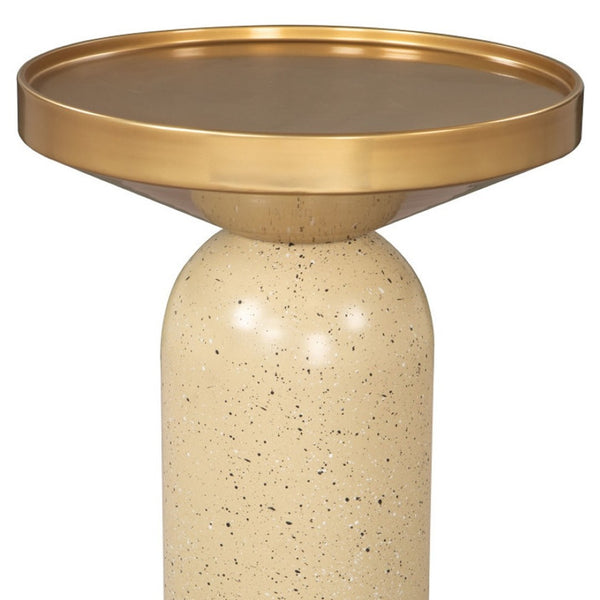 HomeRoots 22" Beige Iron Pedestal End Table - Stylish Modern Design for Versatile Use in Any Room or Space 622648