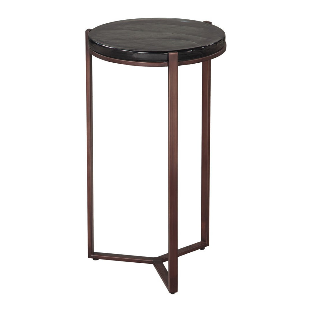 HomeRoots 22" Bronze Iron Pedestal End Table – Modern Design, Versatile Use for Living Room or Bedroom Decor 622649