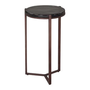 HomeRoots 22" Bronze Iron Pedestal End Table – Modern Design, Versatile Use for Living Room or Bedroom Decor 622649