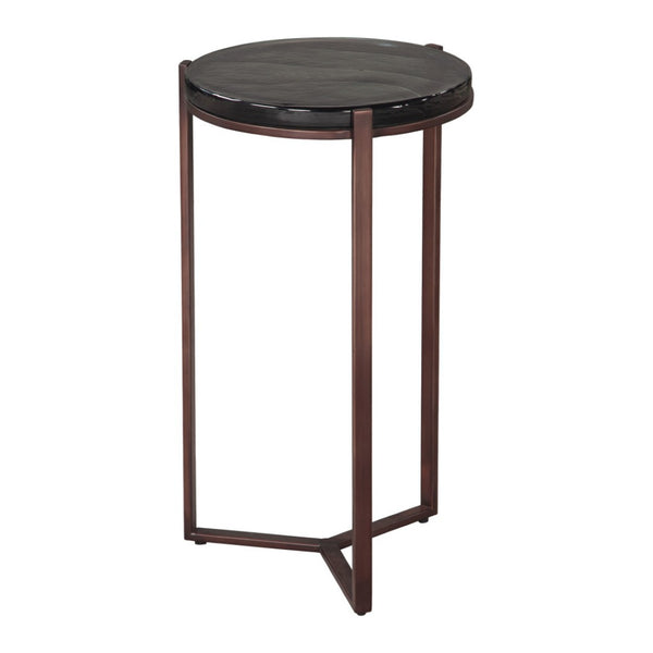 HomeRoots 22" Bronze Iron Pedestal End Table – Modern Design, Versatile Use for Living Room or Bedroom Decor 622649