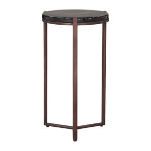 HomeRoots 22" Bronze Iron Pedestal End Table – Modern Design, Versatile Use for Living Room or Bedroom Decor 622649