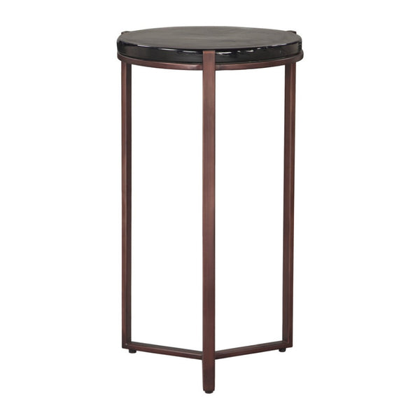 HomeRoots 22" Bronze Iron Pedestal End Table – Modern Design, Versatile Use for Living Room or Bedroom Decor 622649