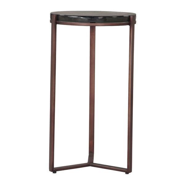 HomeRoots 22" Bronze Iron Pedestal End Table – Modern Design, Versatile Use for Living Room or Bedroom Decor 622649