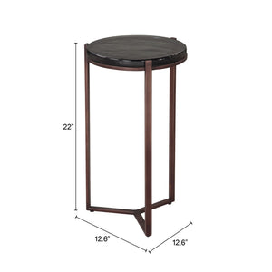 HomeRoots 22" Bronze Iron Pedestal End Table – Modern Design, Versatile Use for Living Room or Bedroom Decor 622649