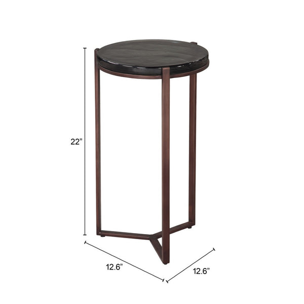 HomeRoots 22" Bronze Iron Pedestal End Table – Modern Design, Versatile Use for Living Room or Bedroom Decor 622649