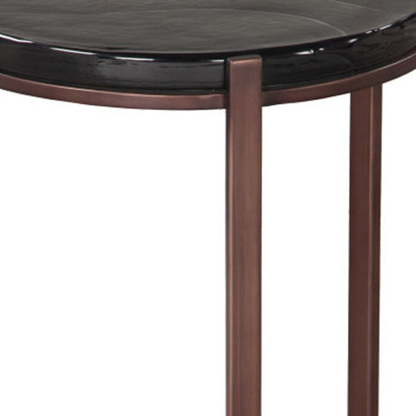 HomeRoots 22" Bronze Iron Pedestal End Table – Modern Design, Versatile Use for Living Room or Bedroom Decor 622649