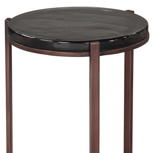 HomeRoots 22" Bronze Iron Pedestal End Table – Modern Design, Versatile Use for Living Room or Bedroom Decor 622649