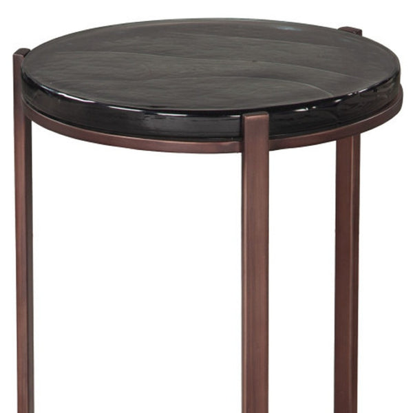 HomeRoots 22" Bronze Iron Pedestal End Table – Modern Design, Versatile Use for Living Room or Bedroom Decor 622649