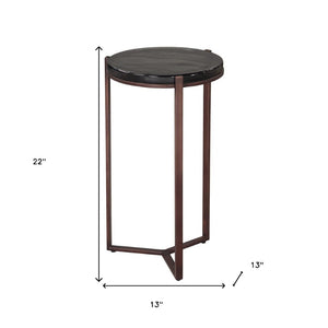 HomeRoots 22" Bronze Iron Pedestal End Table – Modern Design, Versatile Use for Living Room or Bedroom Decor 622649