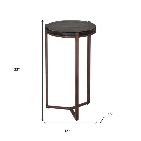 HomeRoots 22" Bronze Iron Pedestal End Table – Modern Design, Versatile Use for Living Room or Bedroom Decor 622649