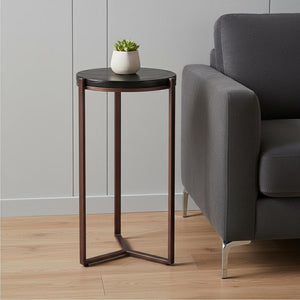 HomeRoots 22" Bronze Iron Pedestal End Table – Modern Design, Versatile Use for Living Room or Bedroom Decor 622649