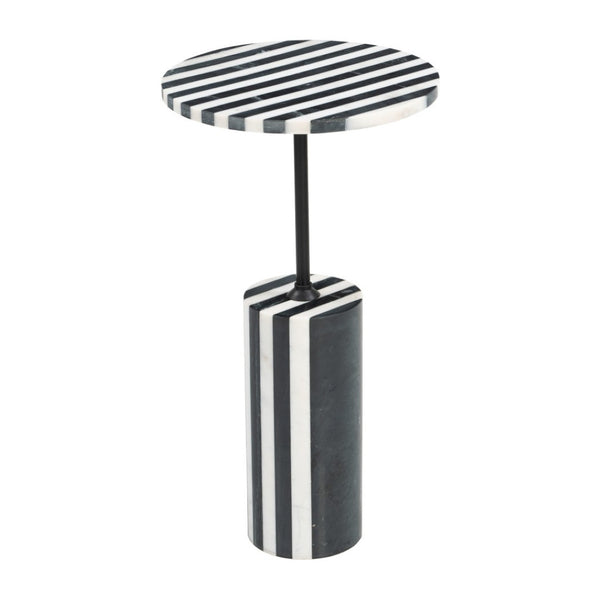 HomeRoots 22" Black Marble Pedestal End Table - Elegant Accent Piece for Modern Living Rooms & Versatile Use 622650