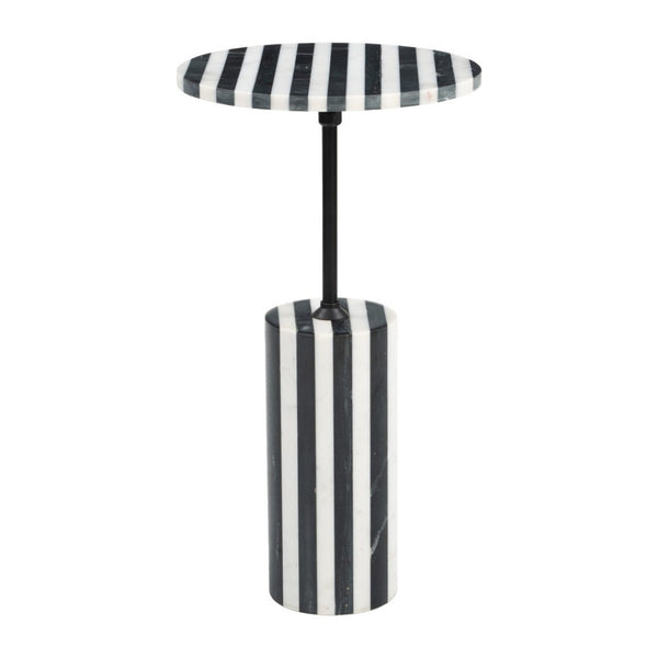 HomeRoots 22" Black Marble Pedestal End Table - Elegant Accent Piece for Modern Living Rooms & Versatile Use 622650