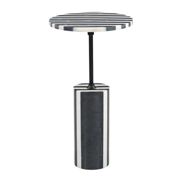 HomeRoots 22" Black Marble Pedestal End Table - Elegant Accent Piece for Modern Living Rooms & Versatile Use 622650
