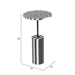 HomeRoots 22" Black Marble Pedestal End Table - Elegant Accent Piece for Modern Living Rooms & Versatile Use 622650