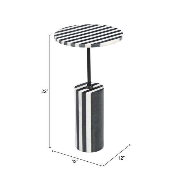HomeRoots 22" Black Marble Pedestal End Table - Elegant Accent Piece for Modern Living Rooms & Versatile Use 622650