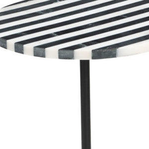 HomeRoots 22" Black Marble Pedestal End Table - Elegant Accent Piece for Modern Living Rooms & Versatile Use 622650