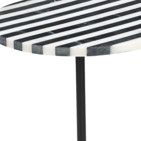 HomeRoots 22" Black Marble Pedestal End Table - Elegant Accent Piece for Modern Living Rooms & Versatile Use 622650