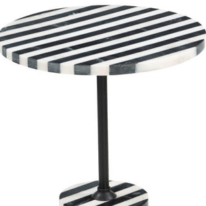 HomeRoots 22" Black Marble Pedestal End Table - Elegant Accent Piece for Modern Living Rooms & Versatile Use 622650