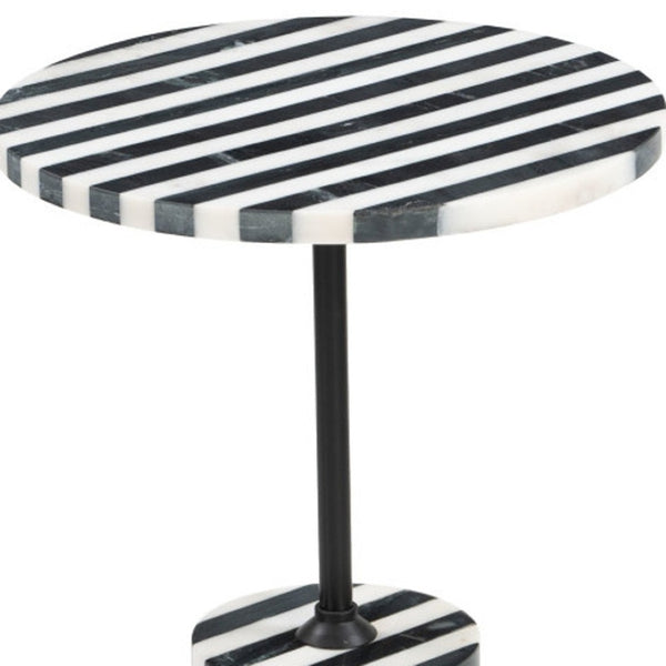 HomeRoots 22" Black Marble Pedestal End Table - Elegant Accent Piece for Modern Living Rooms & Versatile Use 622650