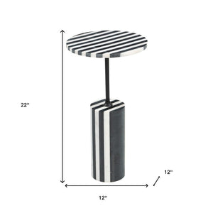 HomeRoots 22" Black Marble Pedestal End Table - Elegant Accent Piece for Modern Living Rooms & Versatile Use 622650