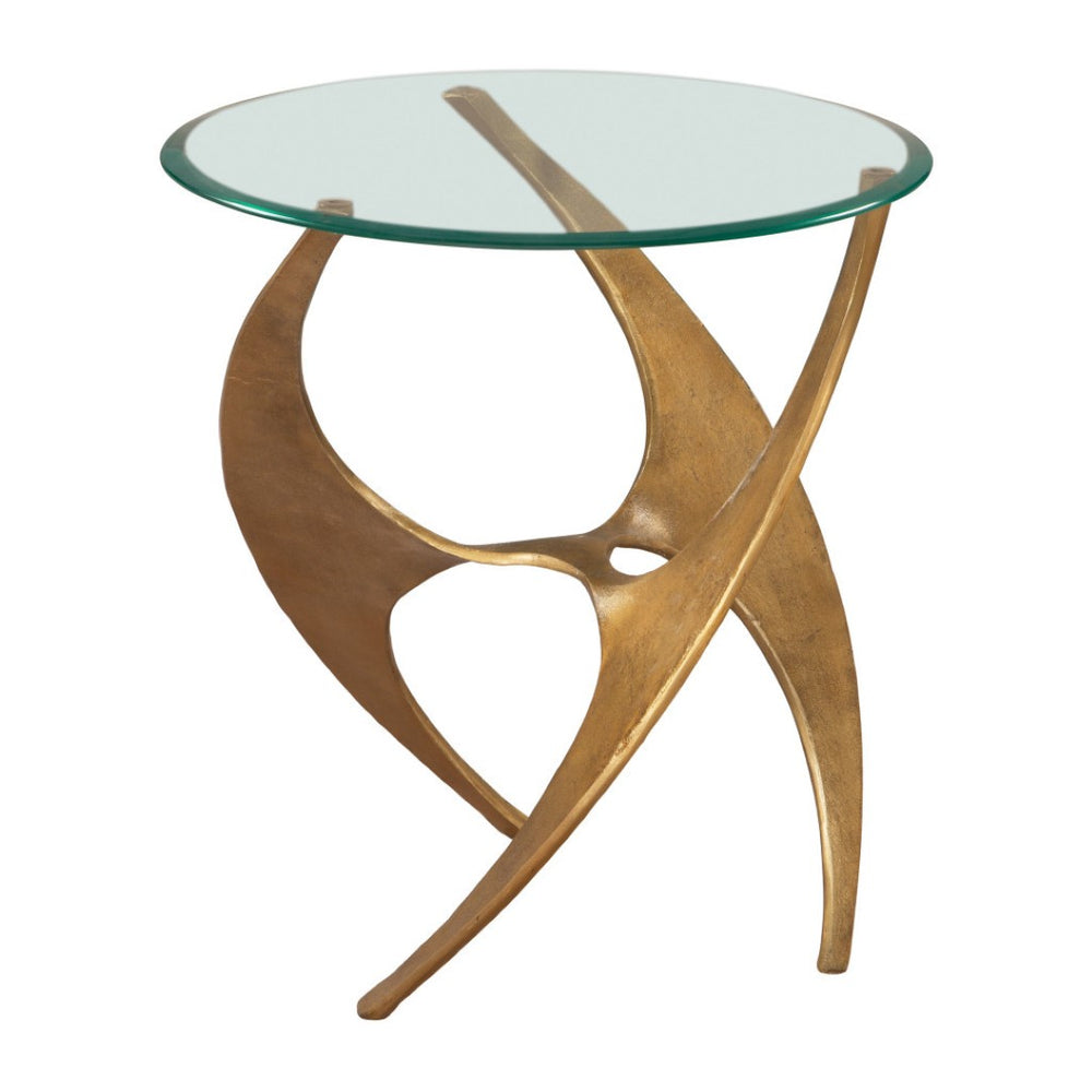 HomeRoots 23" Gold Aluminum Pedestal End Table - Modern Glam Accent for Living Room, Bedroom & Entryway Use 622651