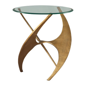 HomeRoots 23" Gold Aluminum Pedestal End Table - Modern Glam Accent for Living Room, Bedroom & Entryway Use 622651