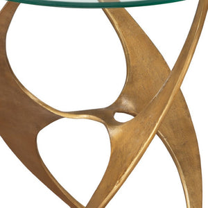 HomeRoots 23" Gold Aluminum Pedestal End Table - Modern Glam Accent for Living Room, Bedroom & Entryway Use 622651