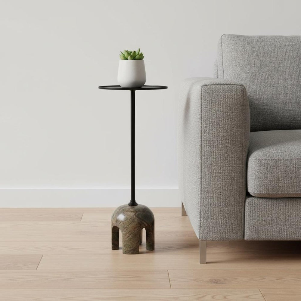 HomeRoots 22" Brown Marble Pedestal End Table - Elegant Sculptural Design for Modern Living Spaces & Versatile Use 622652